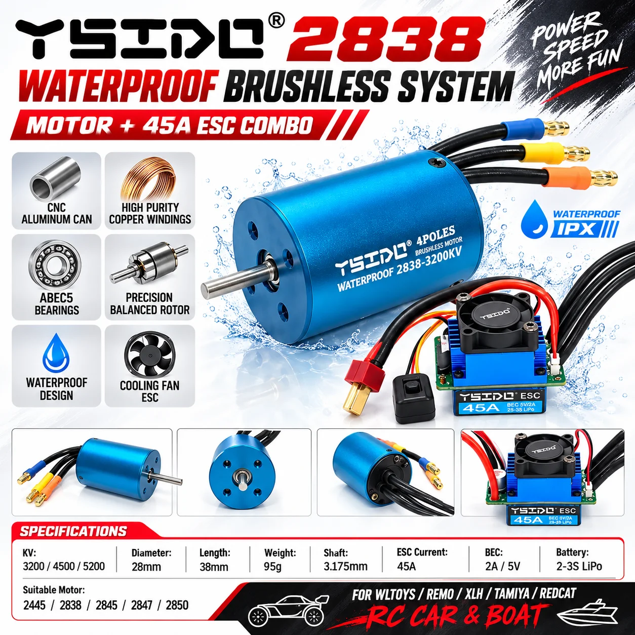 2838 Motor Tanpa Sikat Tahan A - Rc Remo Hobby ulasan dan harga