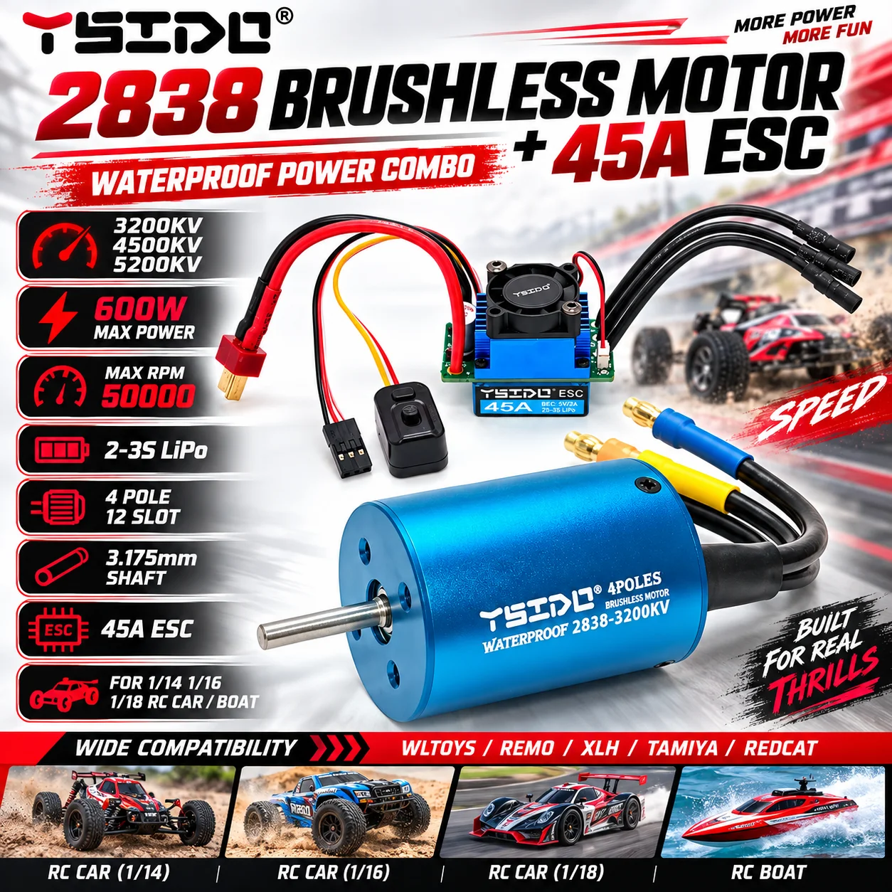 2838 Motor Tanpa Sikat Tahan A - Rc Remo Hobby ulasan dan harga